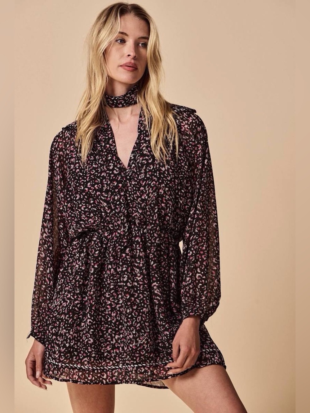 Rochelle Behrens The Taylor Dress in Pink Black Floral NEW